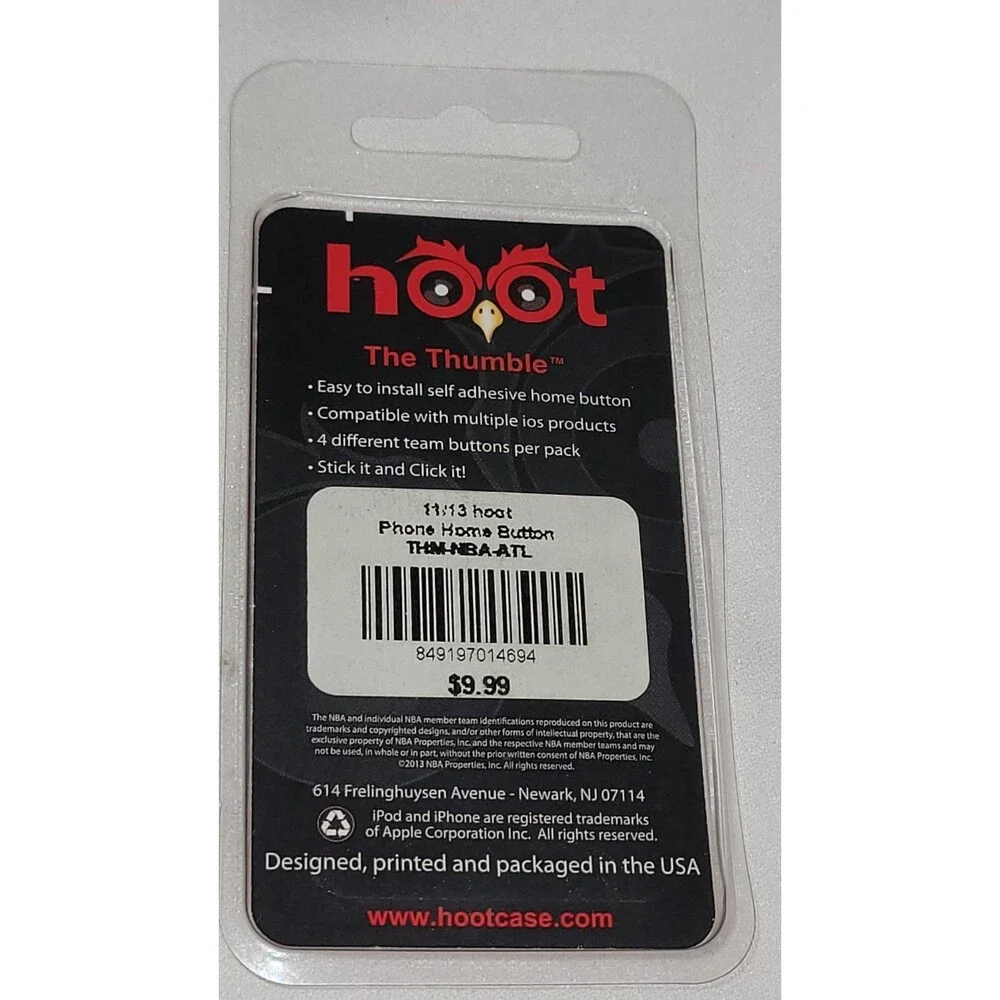 NBA Atlanta Hawks Home Button Sticker Protector For IPhone IPad Ios NEW